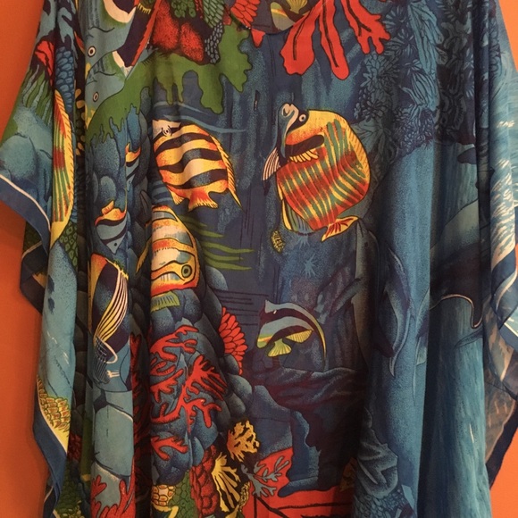 Vintage tropical fish sea beach kimono cover up OS - Picture 2 of 8